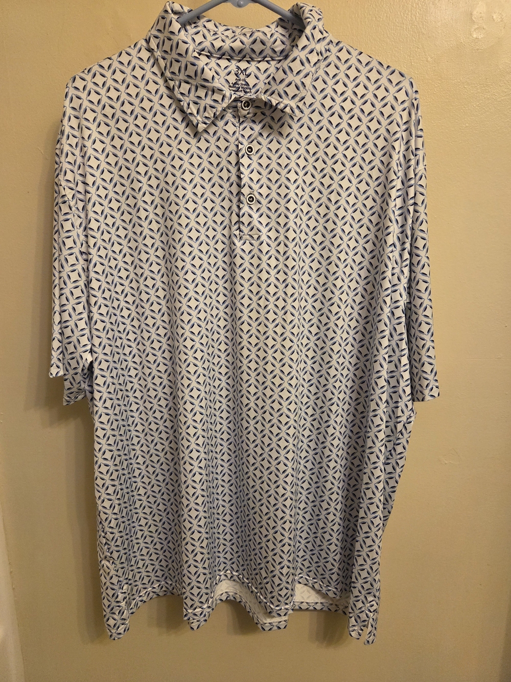 Performance Moisture Wicking Golf Polo 2XL/3XL Preppy Athleisure Geometric Print